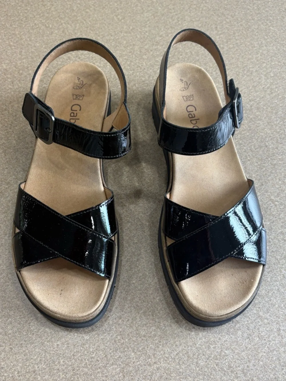Gabor Women’s Shiny Black Sandals